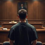 A Dimly Lit Courtroom Setting, With A Wooden Desk At The Center, Representing The Judge'S Bench. On The Desk, A Gavel And A Stack Of Documents, Symbolizing The Legal Proceedings. In The Foreground, A Defendant Stands Facing The Judge, Their Expression Serious And Contemplative, Conveying The Gravity Of The Situation. Behind The Defendant, A Row Of Chairs For The Audience, Hinting At The Presence Of Others Involved In The Case. The Overall Atmosphere Is One Of Solemnity And Tension, As The Defendant Considers Their Rights And Plea Options. Soft, Warm Lighting Illuminates The Scene, Creating A Sense Of Focus And Importance.
